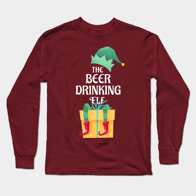 The Beer Drinking Christmas Elf Matching Pajama Family Party Gift Long Sleeve T-Shirt by BooTeeQue